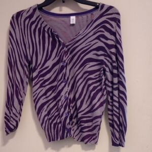 Purple Zebra Print Women's Sweater